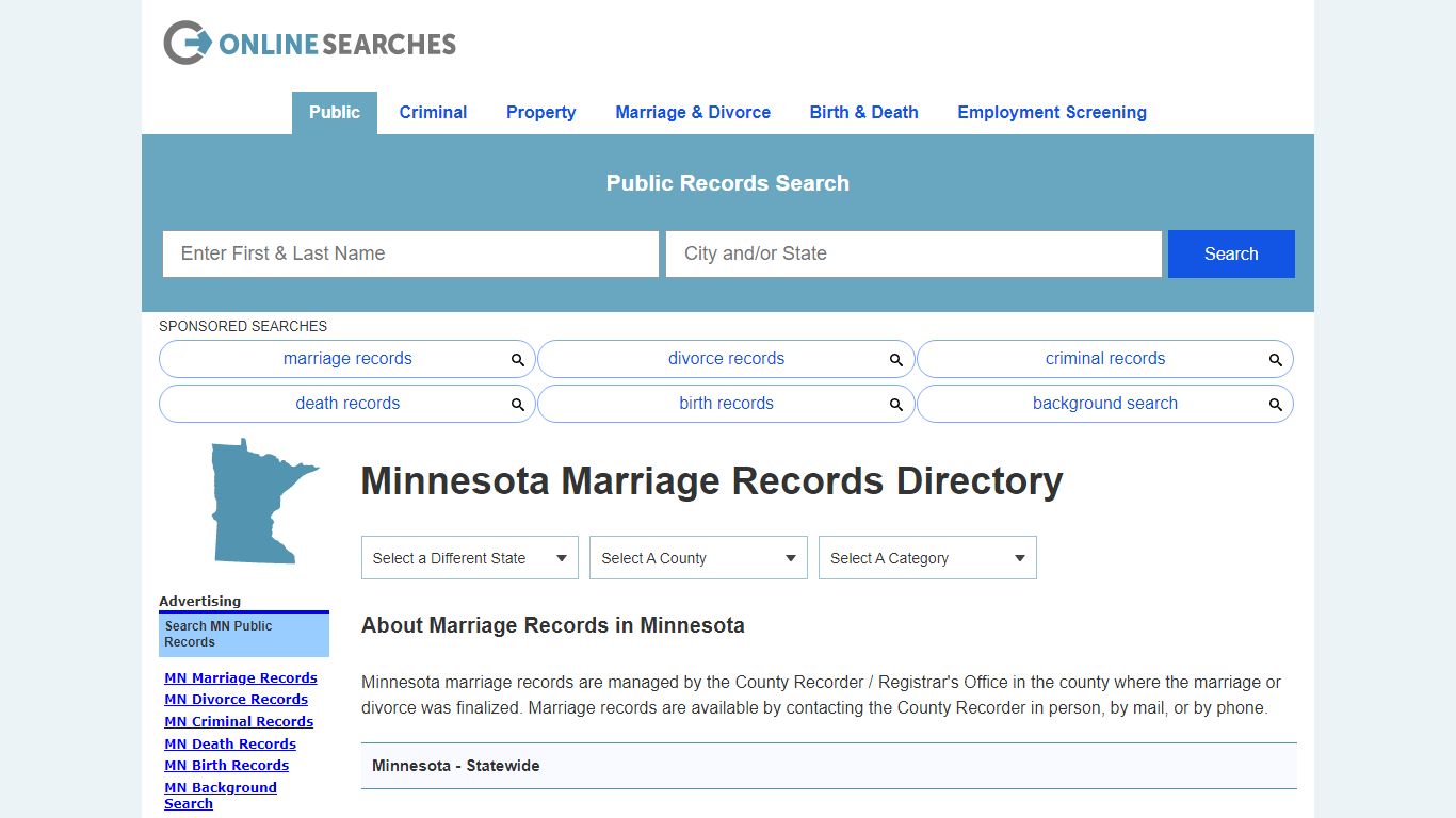 Minnesota Marriage Records Search Directory