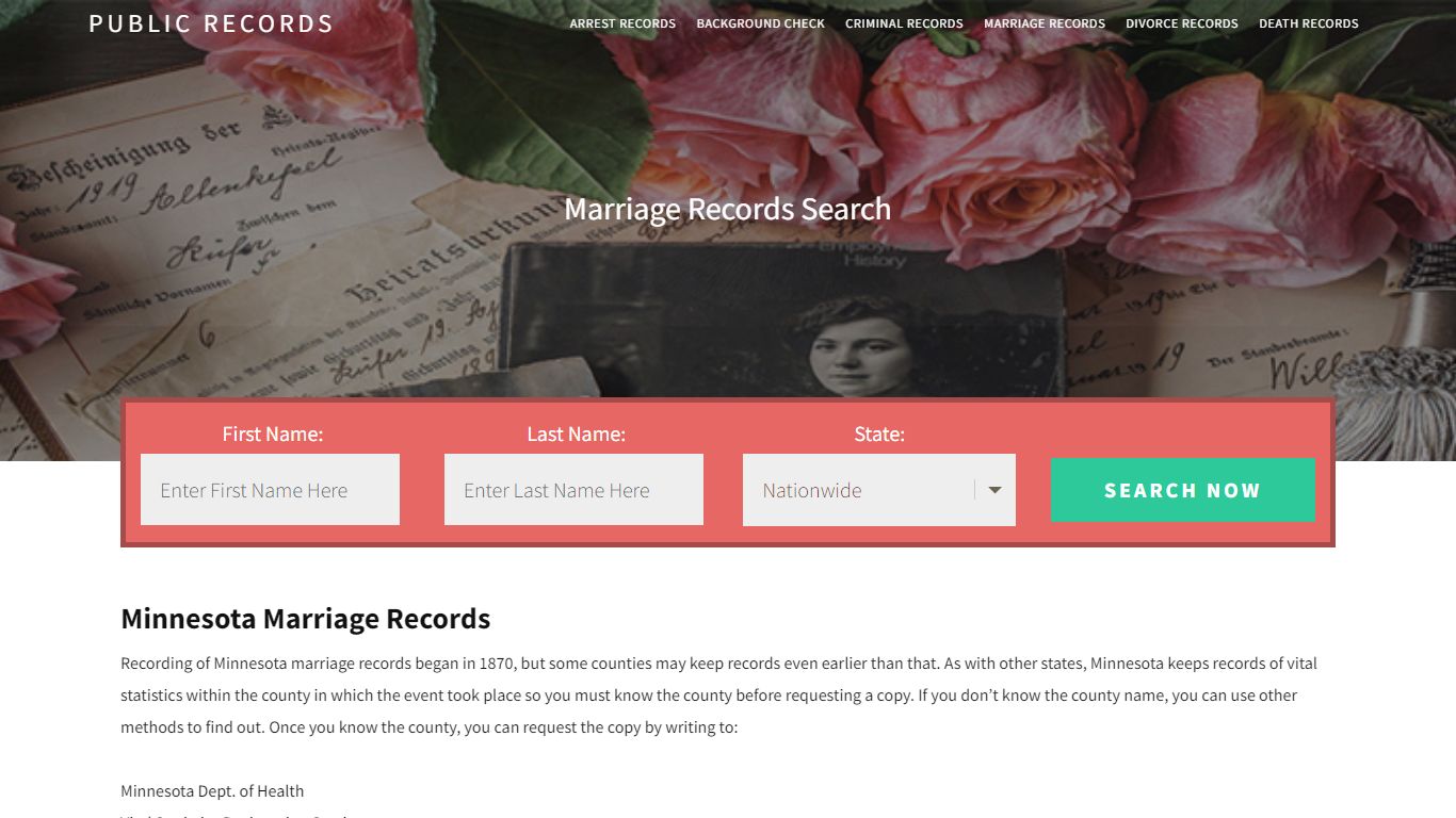 Minnesota Marriage Records | Enter Name and Search. 14Days ...